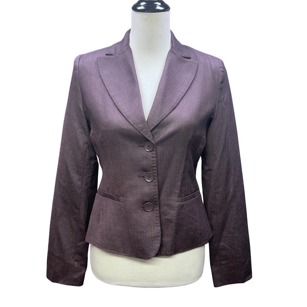 The Limited Blazer Women 4 Purple Silk/Wool Herringbone 3-Button Jacket Corpcore